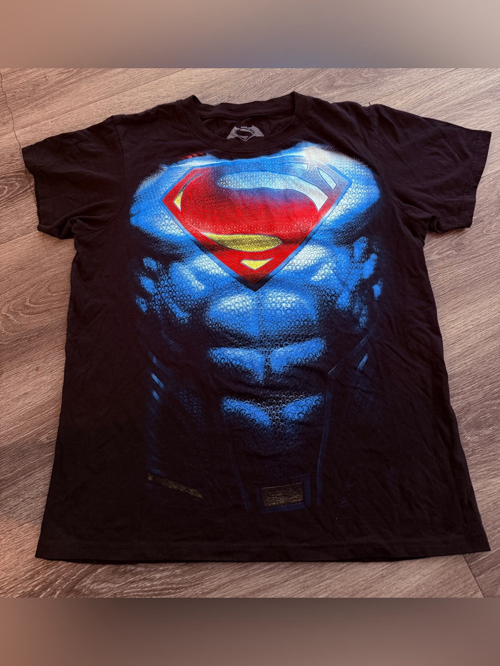 DC Comics Man of Steel Superman Armor Graphic T-Shirt Black Men's Size S 2013